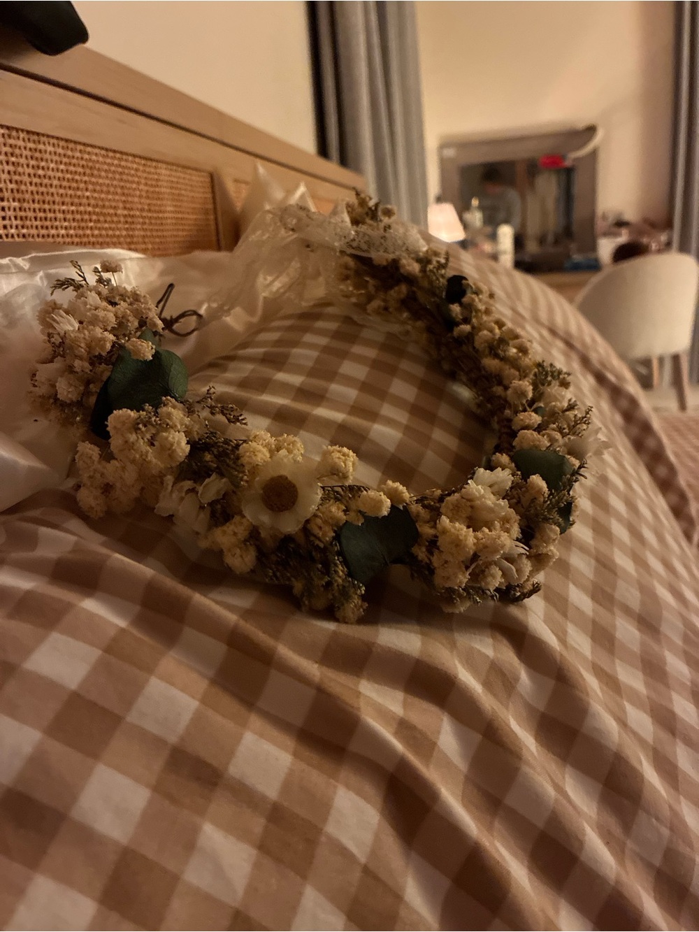 Floral Crown Headband in Cream and Green - Women Accessories